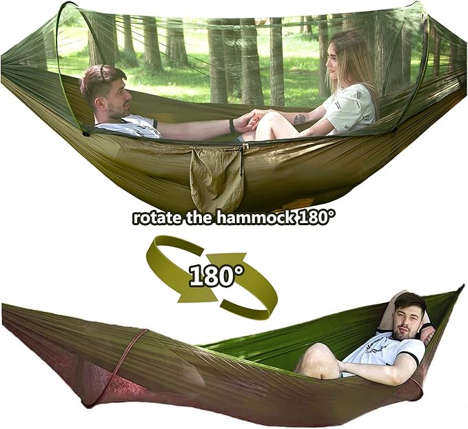 Travel Hammock with Mosquito Net, Lightweight Camping Hammock Hold Up to 200kg, Portable Outdoor Hammock for Camping Hiking Backpacking,Blue,290x140cm