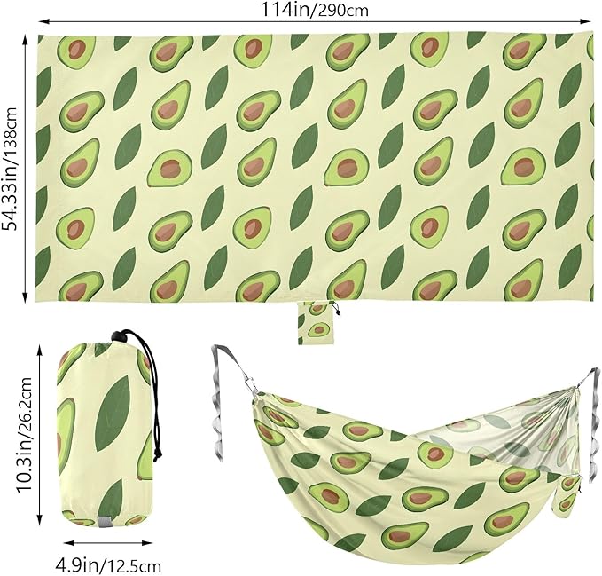 Camping Hammock Outdoor Hammocks for Outside Avocado Light Green Beach Trees Portable Lightweight with Pockets Tree Straps Indoor