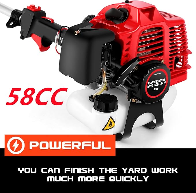 Pole Saws Gas Powered - 58CC 2 Cycle 16 Foot Extendable Pole Saws for Tree Trimming Branch Cutting, Upgraded Gas Pole Saws 2023（US Stocks)