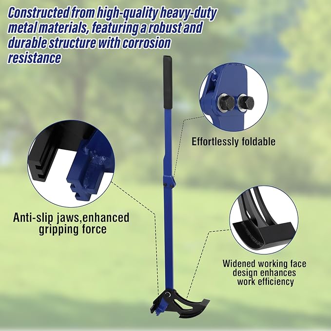 Anrain Foldable Portable Sapling Puller Tool for 1/4"–2" Woody Stems,Heavy-Duty Sapling Puller, High-Leverage Tree Puller | Ergonomic Effort-Saving Design – Ideal for Garden, Farm & Forestry