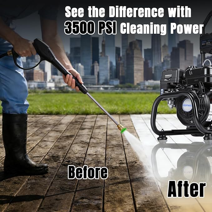 Gas Pressure Washer, 3500PSI / 209CC / 2.3GPM / 7HP 4-Stroke Portable Power Washer Gas with 4 Quick Connect Nozzles, 25FT Hose, Soap Tank, Pressure Washer Gas Powered for Car Driveway Deck Paint Prep