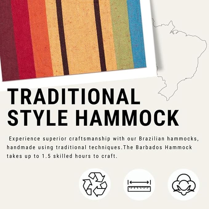 Amazonas Barbados Hammock | 2 Person Hammock | XL Indoor or Outdoor Hammock Swing | Portable Hammock for Relaxation on The Patio, Bedroom or Backyard | Handwoven w/Cloth Bag | Max 440 lbs, Rainbow