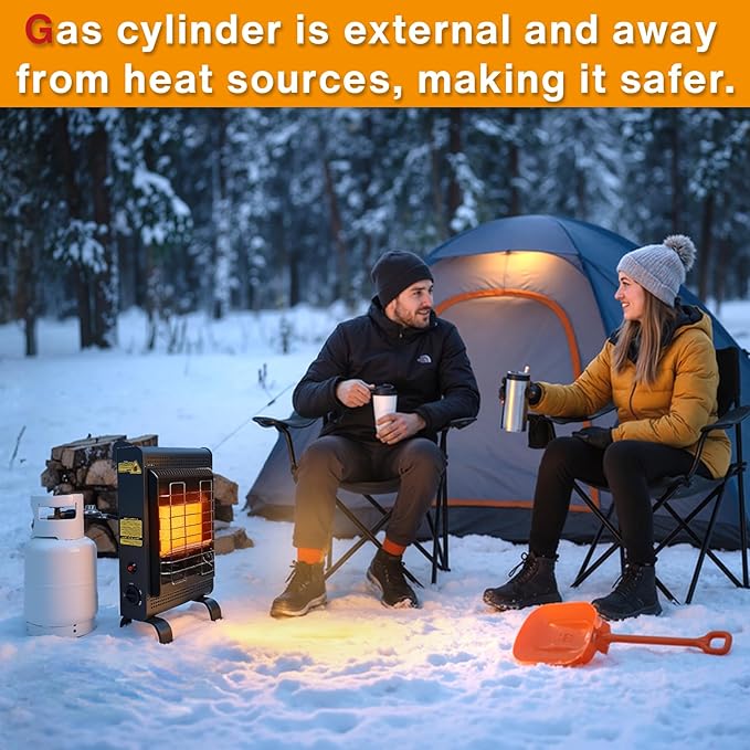 Propane Heater Indoor and Outdoor,18000 BTU Propane Patio Heater with ODS & Tip-over Protection, Outdoor Heaters with Gas Regulator & Hose Heat up to 450 Sq.Ft, for Patio, Garage, Camping,Workshops