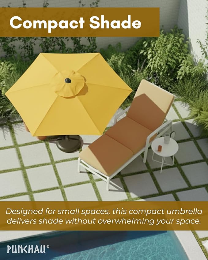 6 Ft Boho Outdoor Patio Umbrella, 6 Foot Patio Table Umbrella, Easy Open/Close Crank and Push Button Tilt Adjustment - Yellow