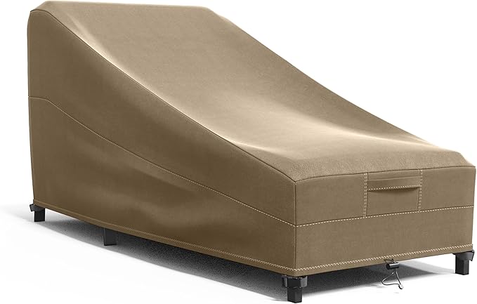 KHOMO GEAR Chaise Lounge Cover Panther Series - Heavy Duty Patio Furniture Cover (Brown)