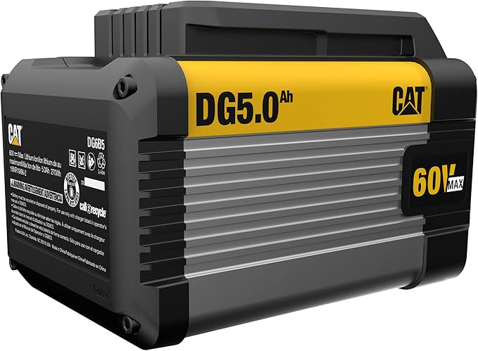 CAT 60V String Trimmer, Edger & 5Ah Battery Bundle - DG610 15" Trimmer with Dual Line Head, Quick Line Load & DG6B5 Battery