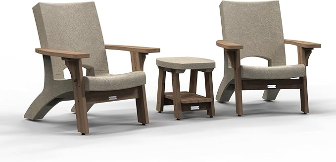 Mayne Mesa Outdoor Patio Conversation Set – Modern Adirondack-Style Chairs with Wood-Tone Arms and Matching Side Table – Weather-Resistant Furniture