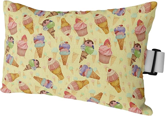 Outdoor Pillows Covers with Inserts Ice Cream Cake Colorful Yellow Background Waterproof Recliner Pillow with Adjustable Strap Throw Pillows for Patio Furniture Pool Lounge Chair, 11x16 inch, 1PCS