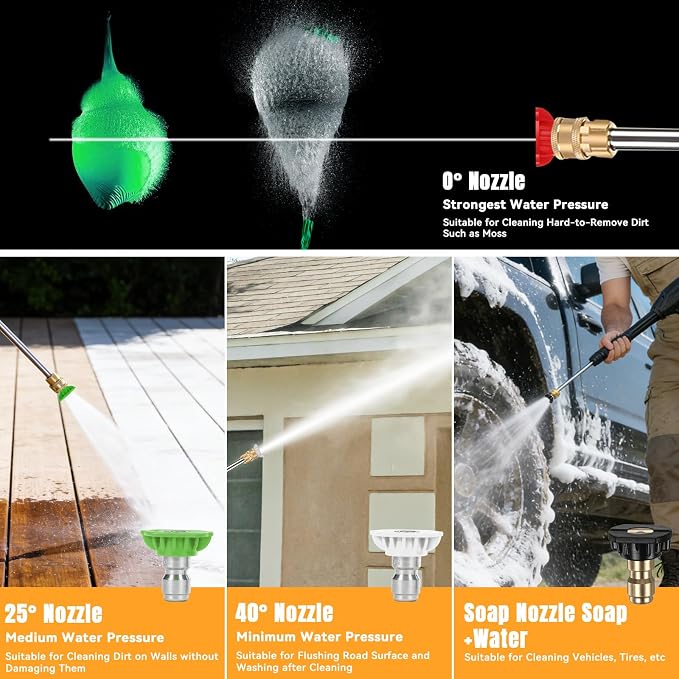 3500PSI Gas Pressure Washer, 212CC / 2.3GPM / 7HP / 4-Stroke Gas Power Washer with 4 Quick Connect Nozzles, 25FT Hose, Soap Tank, Gas Powered Pressure Washers for Driveways Decks Cars Paint Prep