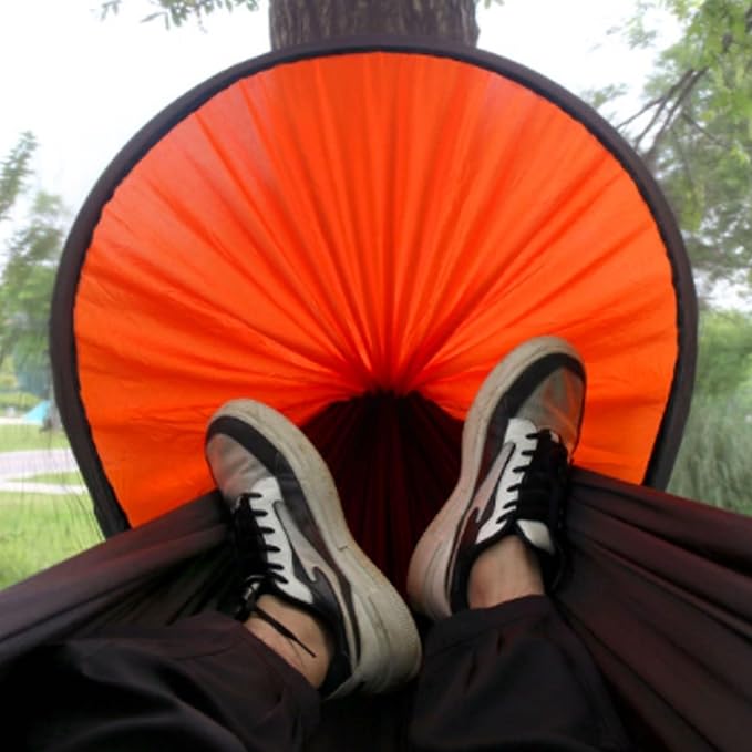 Portable Polyester Hammock Multifunctional Mesh Outdoor Camping Portable Large Space Tree Hanging Hammock Comfortable(Green)