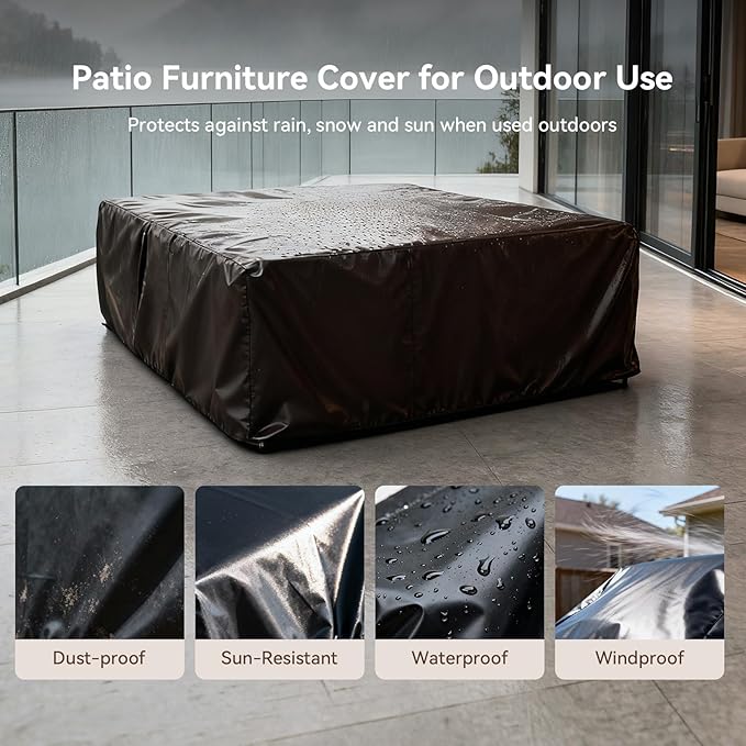 Aoxun Aluminum Patio Furniture Set, 4 Seats Luxury Metal Patio Conversation Sets with Coffee Table, Thick Cushions and Waterproof Cover, Modern Outdoor Furniture Set for Backyard/Poolside, Light Grey