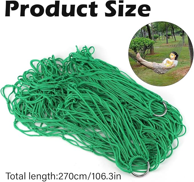 Swing Hanging Rope Hammock, Nylon Hanging Hammock, Sleeping Net Bed for Outdoor Camping (Green)