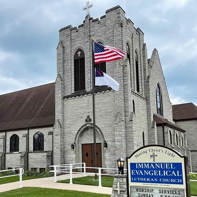 XIFAN Combo Pack: American Flag & Christian Flag 3x5 Outdoor, Heavy Duty 210D Nylon US & Jesus Flag, Strongest Longest Lasting with Embroidered Stars/Sewn Stripes/Brass Grommets