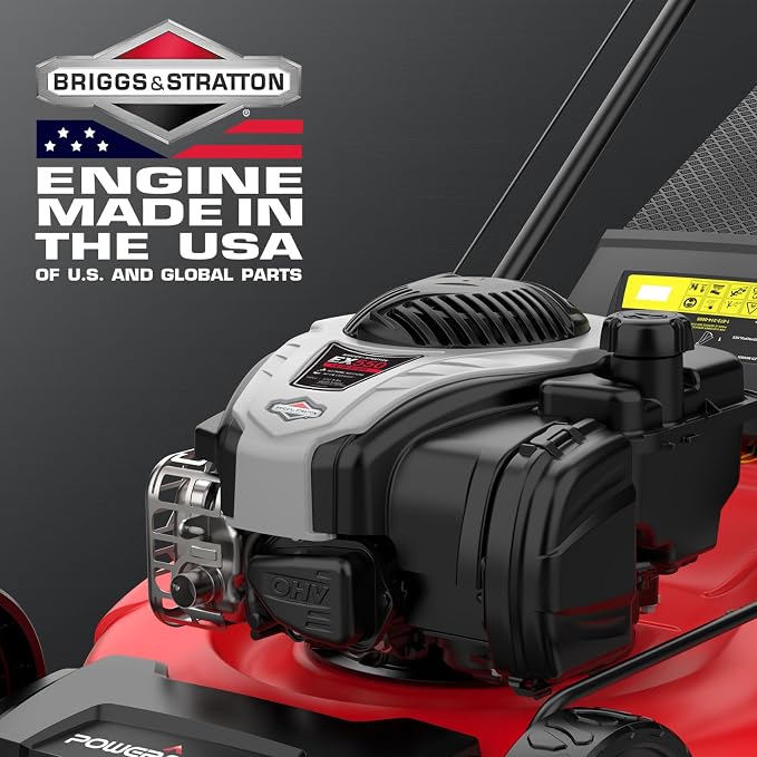 PowerSmart Gas Lawn Mower 21-Inch with 140cc Briggs&Stratton E550 Engine, 3-in-1 with Bagging, High Wheels, Lightweight, Easy Assembly, Cordless Push Lawn Mowers for Garden Yard