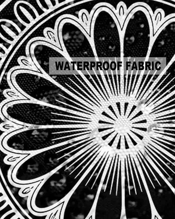 Outdoor Pillow Covers 18x18in Pack of 2 Waterproof Pillowcase Boho Ethnic Mandalas Floral Decorative Throw Cushion Case for Patio Couch Sofa Black White