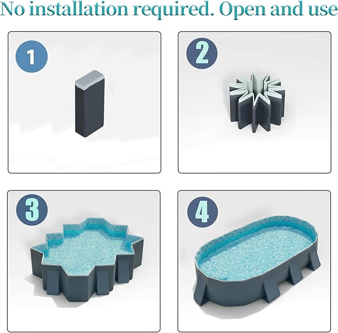YYW Foldable Family Pool for Adults & Family - Portable Large Swimming Pool for Indoor/Outdoor Garden Backyard Summer Parties (Cloud Ink Gray, 115")