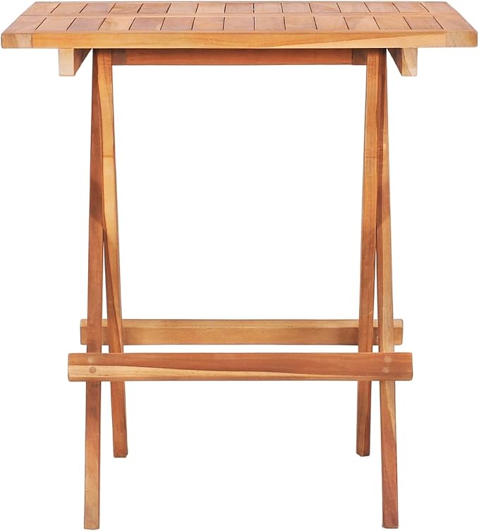 Benzara Foldable Outdoor Bistro Table, Brown Solid Teak Wood, 24 Inch
