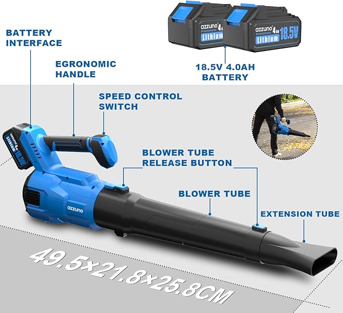 AZZUNO Electric Brush Cutter and Cordless Leaf Blower Combo Kit with 3 * 4Ah Battery & Charger for Garden Yard Patio
