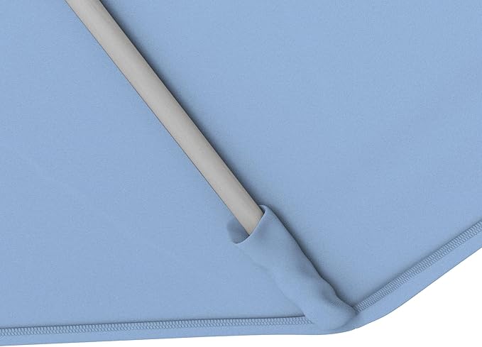 California Umbrella 11Ft Sunbrella Patio Umbrella, Fiberglass Ribs, Hand-Crank, Tilt-Collar, White Frame, Air Blue Fabric