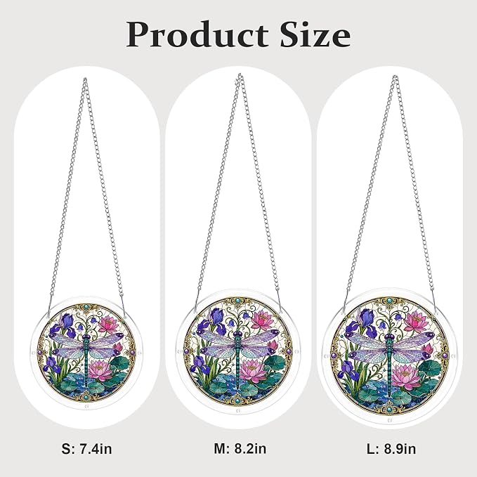 Acrylic Puzzle Suncatcher, Sun Catchers Puzzle for Window Hanging | 8.9 Inch Iris Dragonfly DIY Suncatcher Puzzle for Adults, Ideal Gifts for Women, Men, Wife, Mom, Home & Garden Decor