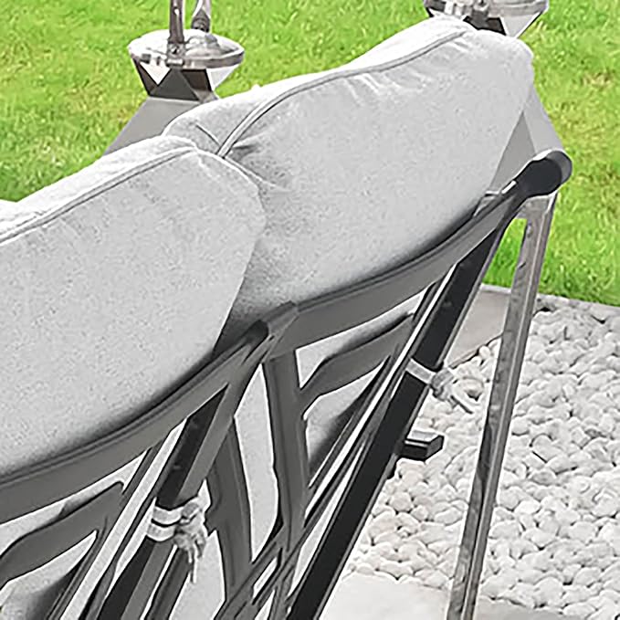 5Pcs Outdoor Patio Furniture Sets Beige Patio Conversation Set Metal Frame Porch Rocking Furniture Sets with Thick Seat/Back Cushions