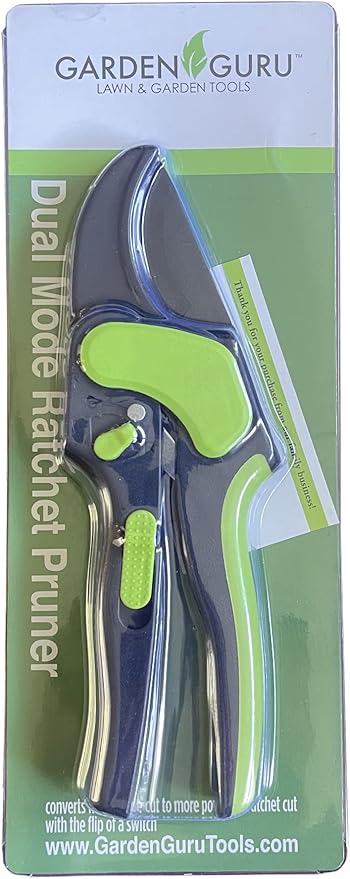 GARDEN GURU 2 in 1 Ratchet Pruning Shears Clippers – 4X Cutting Power – Ratcheting Garden Anvil Pruners Scissors - Makes Tough Cuts Easy - Ergonomic Handles - 1 Case (50 Pcs)