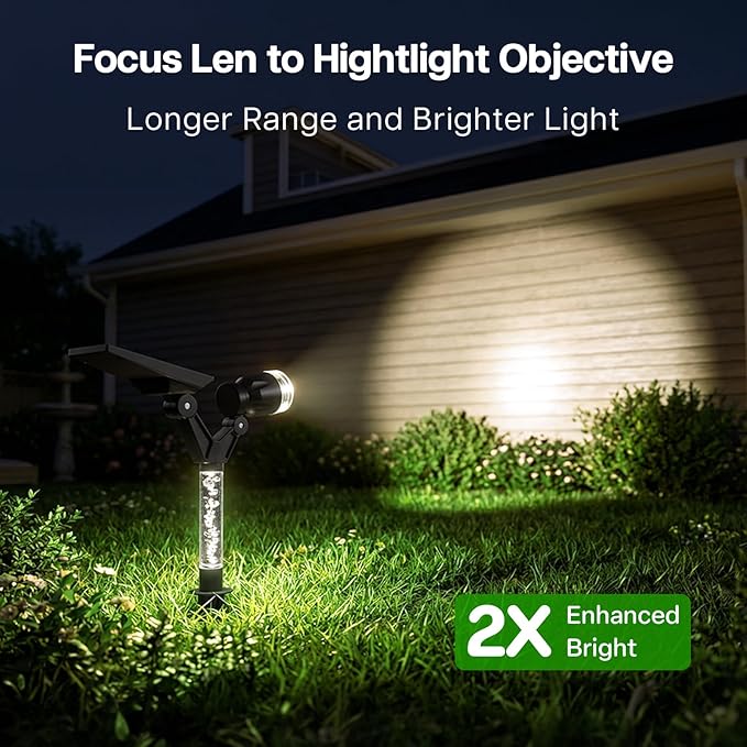 Solar Lights Outdoor Waterproof Spot Lights, 4 Pack Solar Powered Garden Spotlights for Outside Yard Pathway House Landscape Lighting, Auto On/Off, 6000K Cold White