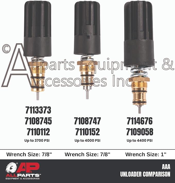 7109058 Simpson Unloader Kit for AAA Triplex C45 Series Pressure Washer Pumps up to 4400 PSI: 11.6GA13, 530006, 530061, 53BRD40, 7109342