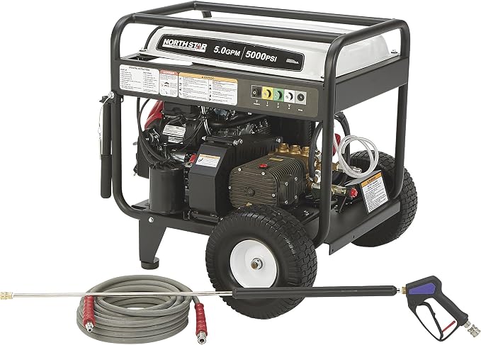 NorthStar Gas Cold Water Pressure Washer, 5000 PSI, 5.0 GPM, Honda Engine, Electric Start, Belt Drive, Model# 1571493