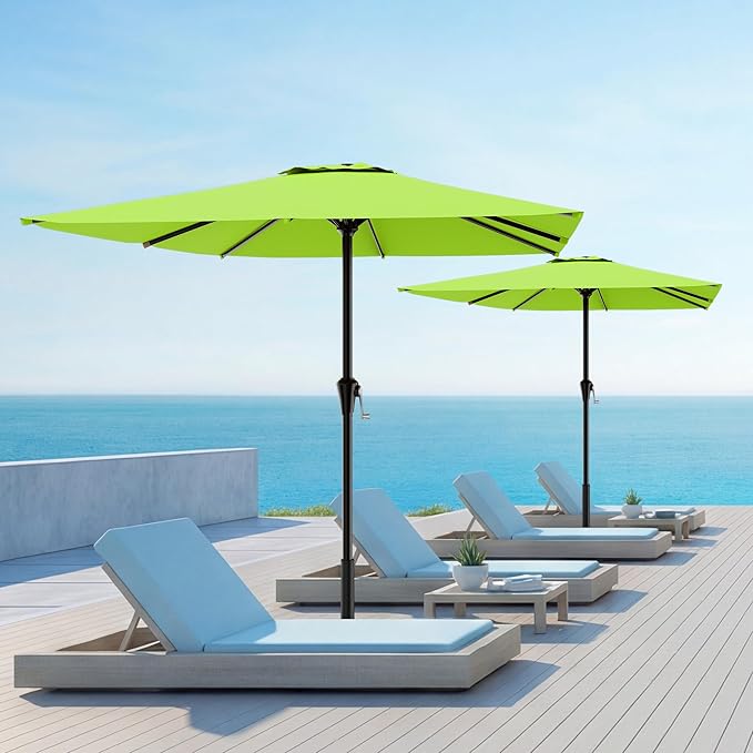 AreShark 8' x 10' Rectangle Patio Umbrellas for Outdoor, Outdoor Table Umbrella, Large Outdoor Patio Umbrellas with 8 Sturdy Ribs for Pool, Garden, Market (Apple Green)