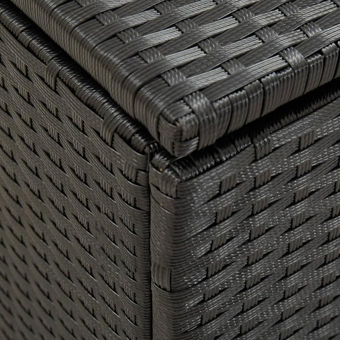 Homgoday Outdoor Storage Deck Box Patio Storage Box Poly Rattan 39.3"x19.6"x19.6" Black