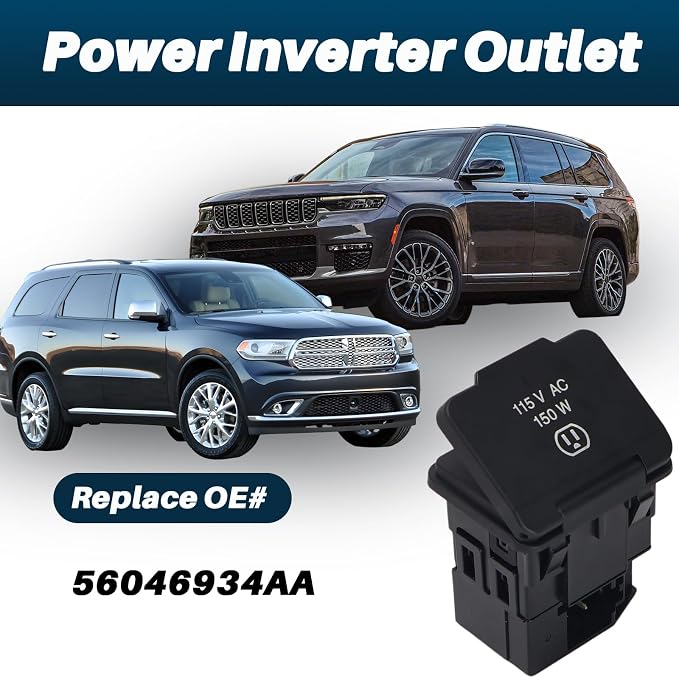 56046934AA Power Inverter Outlet 115V Fit for Jeep Grand Cherokee Dodge Durango 2014-2021,Ram 1500 2500 3500 4500 5500 Jeep Compass Chrysler Pacifica 2017-2021,Chrysler Voyager 2020-2021
