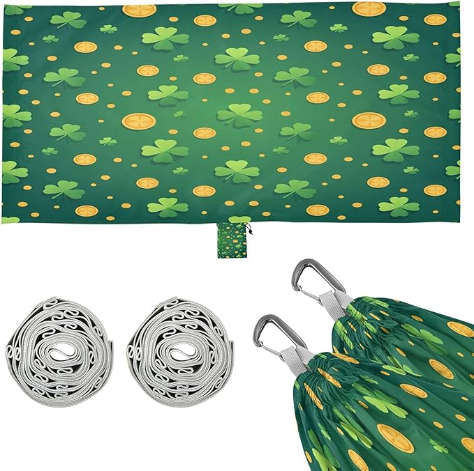 Hammocks for Outside St.Patricks Day Elements Camping Hammock Portable Hammocks with Tree Straps and Carry Bag Camping Accessories for Hiking Beach Outdoor