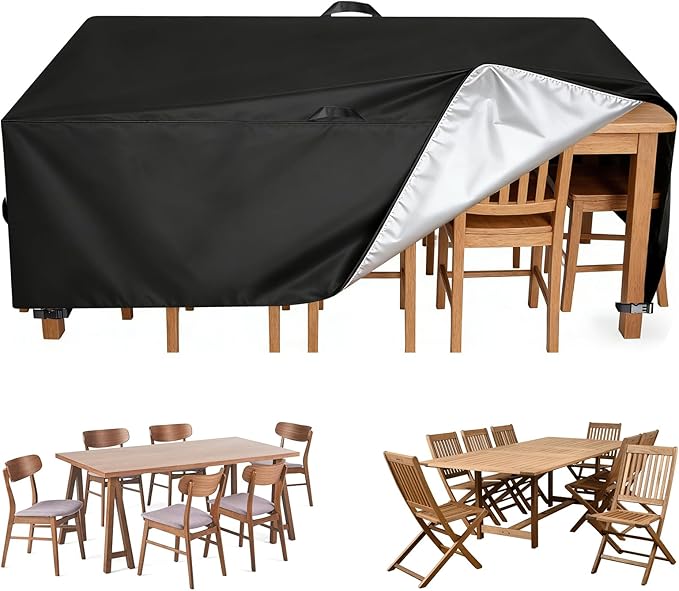 LBTING Patio Furniture Cover, Outdoor Table Chair Sofa Desk Covers 69L x 49W x 28H Inches, 420D Waterproof Windproof Dust-proof UV-Resistant Furniture Cover - Black