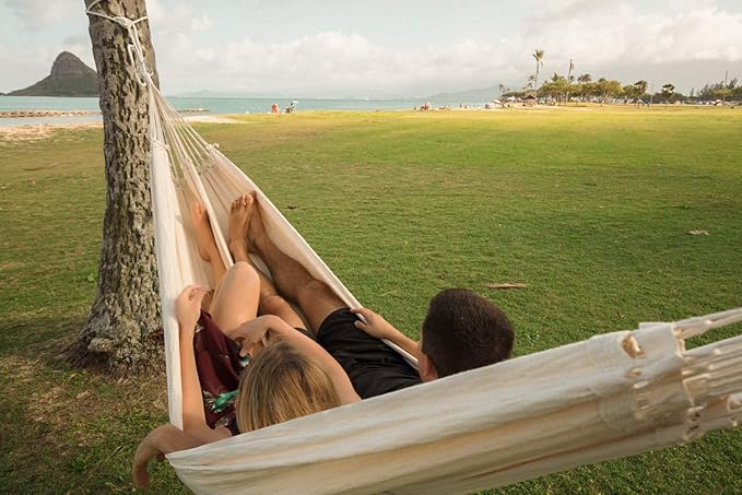 BYER OF MAINE Paradiso Hammock, Authentic Brazilian, Naturalesa, Recycled Cotton/Polyester Blend, Double, 142" L x 68" W, Holds up to 400lbs