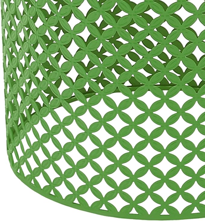 Side Table Set of 2, Iron Side Table 14.6x19.3In & 12.6x16.5In, Metal Accent Table with Openwork Flower Pattern, Cylindrical Freestanding Outdoor End Table for Patio Garden Living Room (Green)