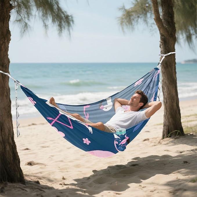 Elegant Animal Flamingo Grey 330lb Capacity Hammocks for Camping Indoor Hammock for Indoor Outdoor Patio Bases para hamacas para adultos