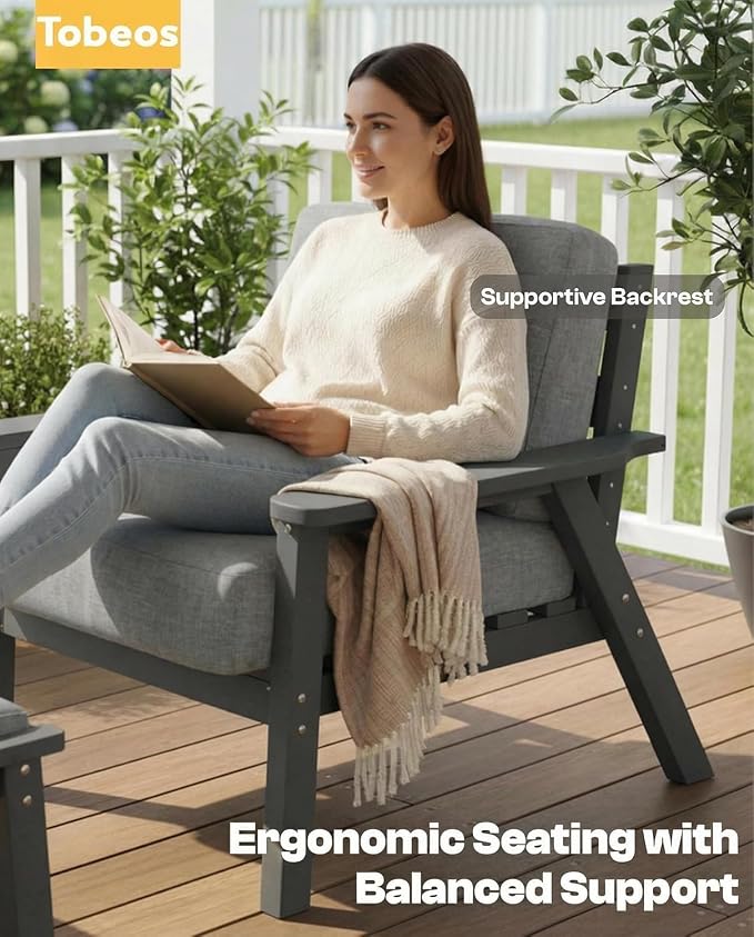 HDPE Patio Furniture Set 10 Seats, Outdoor Couch with Washable Thick Gray Cushions & Coffe Table & Side Table, Outdoor Sectional Furniture for Backyard, Deck, Lawn, Porch (Gray Frame)