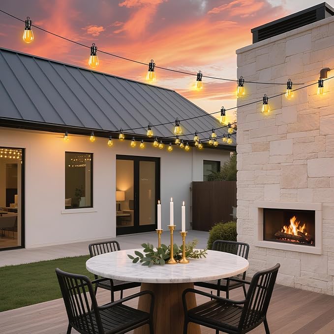 Outdoor Patio String Lights 200ft: S14 LED Shatterproof Bulbs 3 Modes Button Control - Waterproof Connectable Hanging Lights - Garden Backyard Yard Gazebo Porch Party Decorative