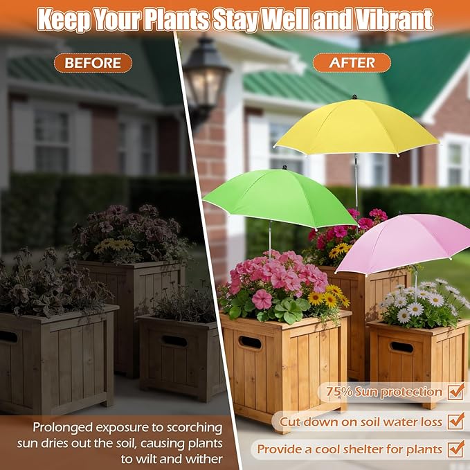 Tryly Plant Umbrellas for Outdoor Plants, Garden Umbrella Shade for Potted Plants and Garden Beds, Provide Shade to ‌Defend Plants From Blazing Sun