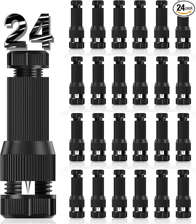 iCreating 24 Pack Low Voltage Wire Connector, Landscape Lighting Connectors Waterproof for 12/2 14/2 Gauge Cable Landscape Wire Connector for Path Lights Spotlights In-Ground Lights