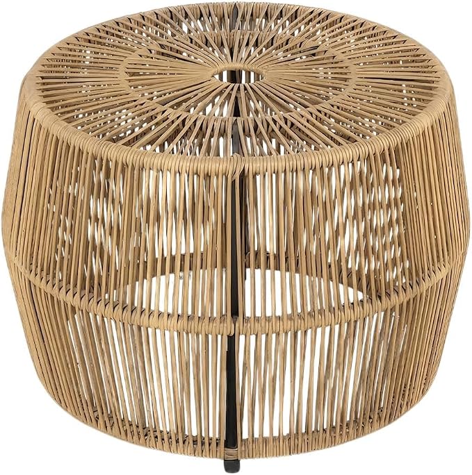 Brown Wicker Round Outdoor Coffee Table, Stylish Weather-Resistant Design, Durable Construction for Patio, Garden, Outdoor Lounge