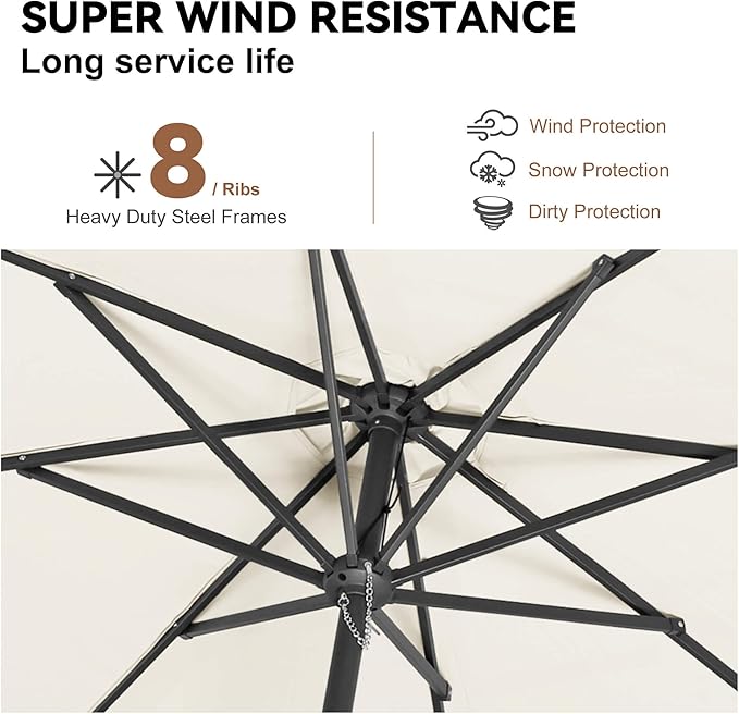 11FT Outdoor Patio Umbrella - Table Umbrella Waterproof UV Protection, Sombrillas de Patio with Push Button Tilt, Sun Umbrella for Pool, Porch, Garden, Deck, Backyard (Ivory)