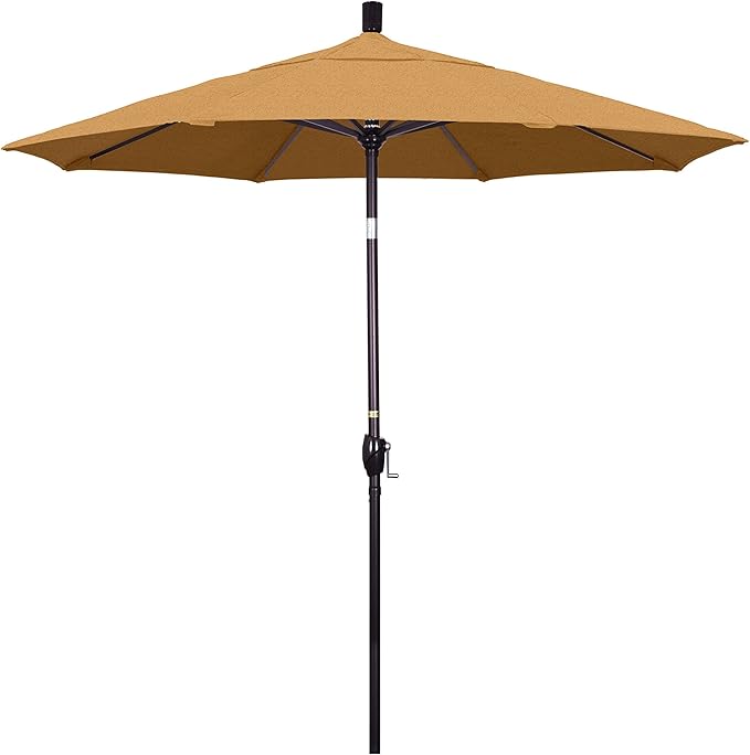 California Umbrella GSPT758117-5476 7.5' Round Aluminum Market, Crank Lift, Push Button Tilt, Bronze Pole, Sunbrella Teak
