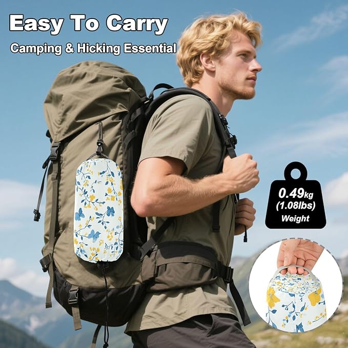 Multi-Small Flowers Butterflies Yellow and Light Blue 330lb Capacity Camping Hammocks with Portabl Carry Bag Backyard Hammock for Indoor Outdoor Patio jamaca para Patio