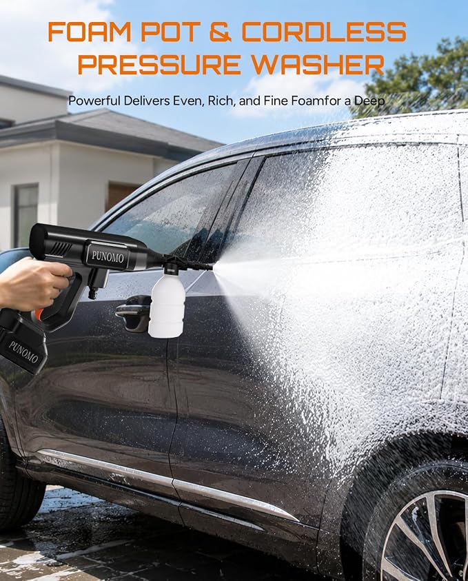 Cordless Portable Washer, Battery Operated Cordless Portable Cleaning Tool, Lightweight Washer Sprayer, 6-in-1 Nozzle,Storage Bag; Handheld Washer; Car Washer for Home, Fence,Camping,Bicycles Cleaning
