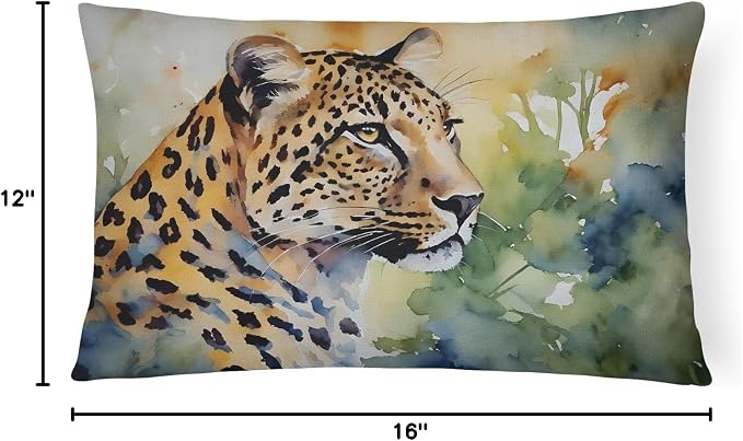 Caroline's Treasures DAC2944PW1216 Leopard Throw Pillow Machine Washable, Indoor Outdoor Decorative Pillow for Couch, Bed or Patio, 12HX16W