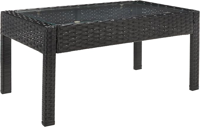 SAFAVIEH Outdoor Collection Bassey Black/Light Grey Cushion 4-Piece Conversation Patio Set