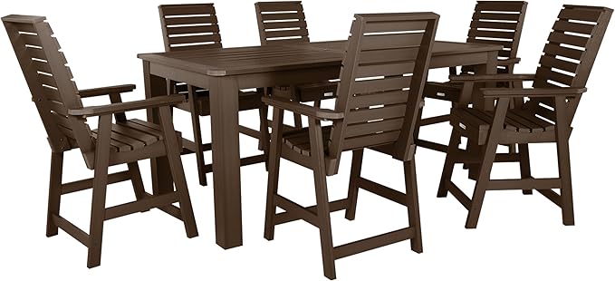 Highwood AD-ST7WL2CO5BA-ACE Weatherly 7pc Rectangular Counter Height Dining Set 84" x 42", Weathered Acorn