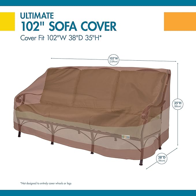 DUCKCOVERS Ultimate Waterproof 104 Inch Patio Sofa Cover, Patio Furniture Covers